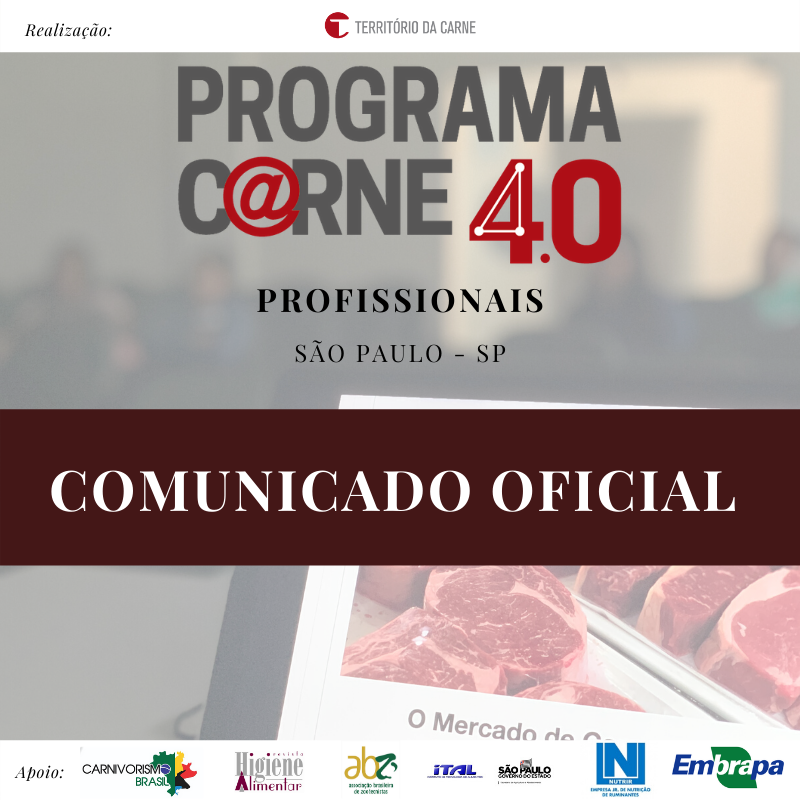 Programa C@rne 4.0 Profissionais é adiado por conta do coronavírus Programa C@rne 4.0 Profissionais é adiado por conta do coronavírus
